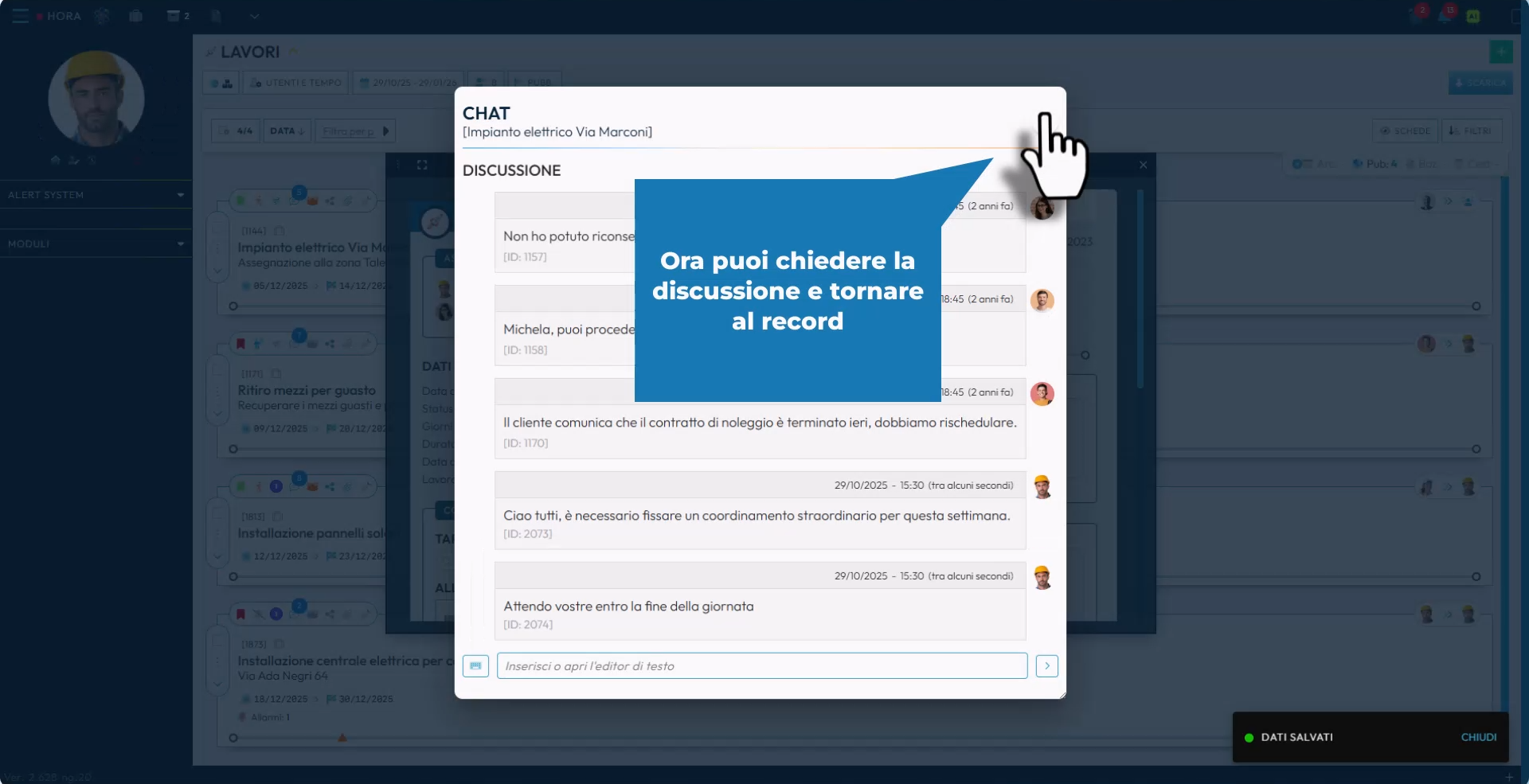 Aggiungi una linea di chat